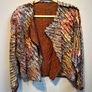 Tim Harding Art-To-Wear Silk Patches Ribbon Jacket M Signed Avante-Garde